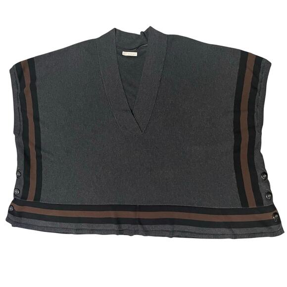 Hinge | Nordstrom Poncho Sweater Oversized V-Neck Boho Top Charcoal Brown XS / S - Picture 4 of 16